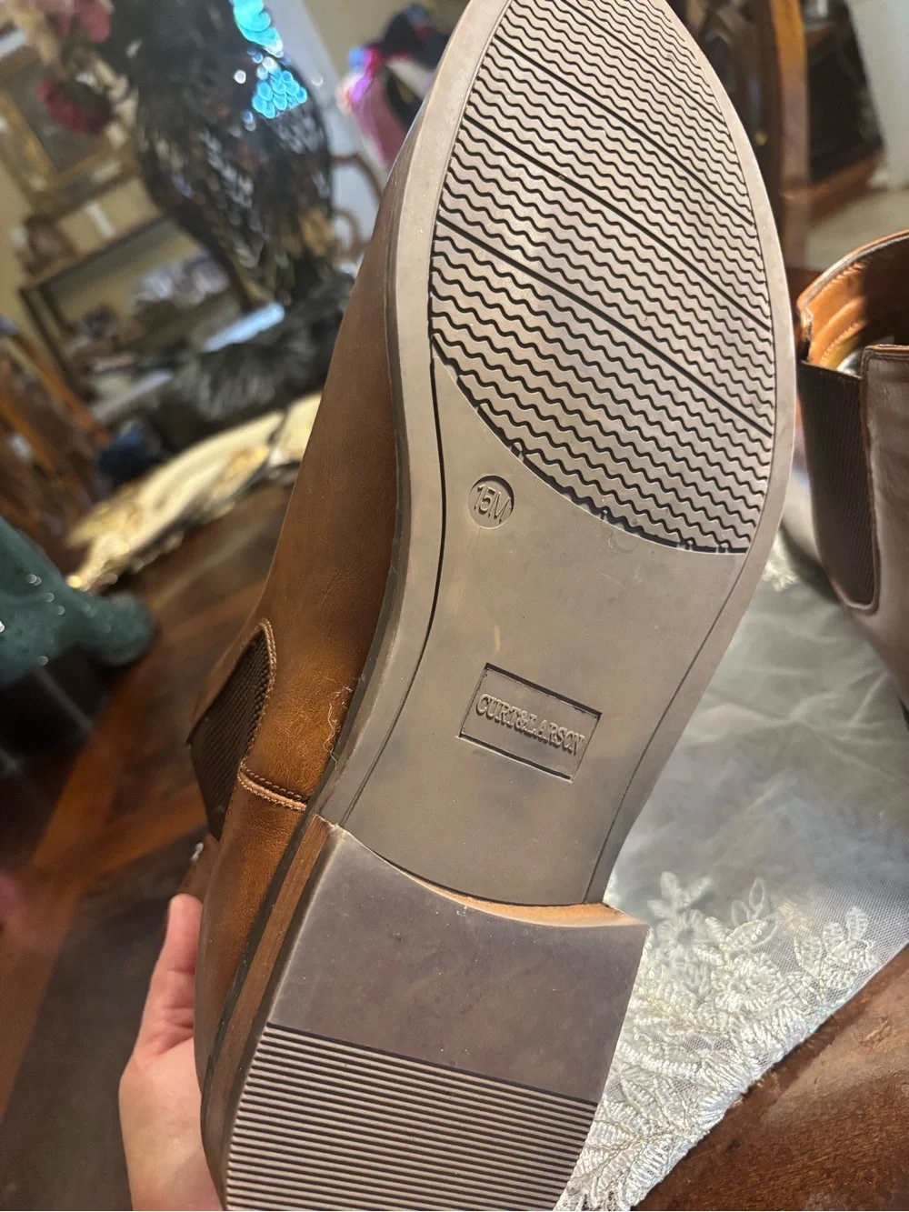 Men's Slip-On Boat Shoes Chelsea Style in Cognac Brown